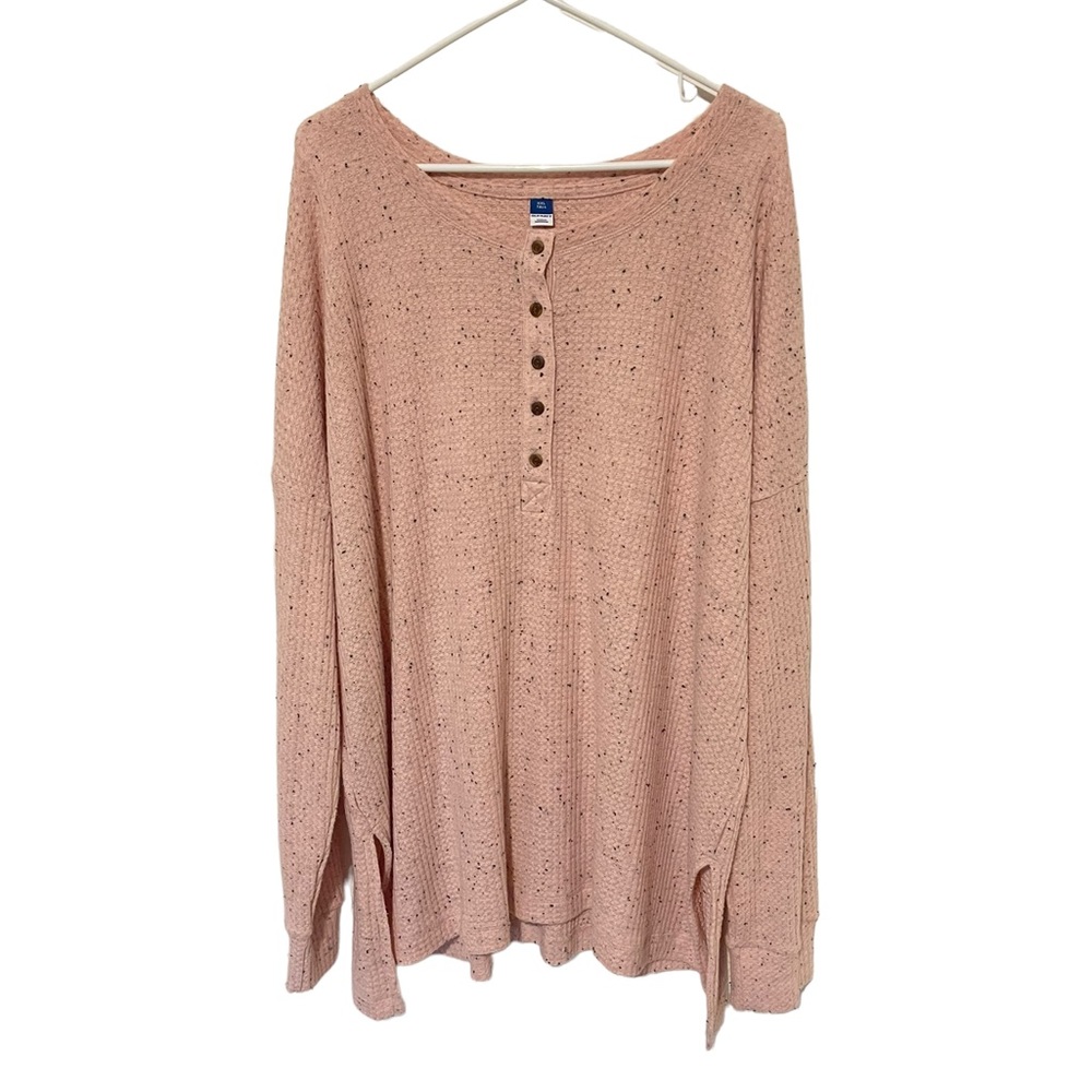 Old Navy Pink Knit Long Sleeve Henley T-Shirt for Women Size XXL Tall